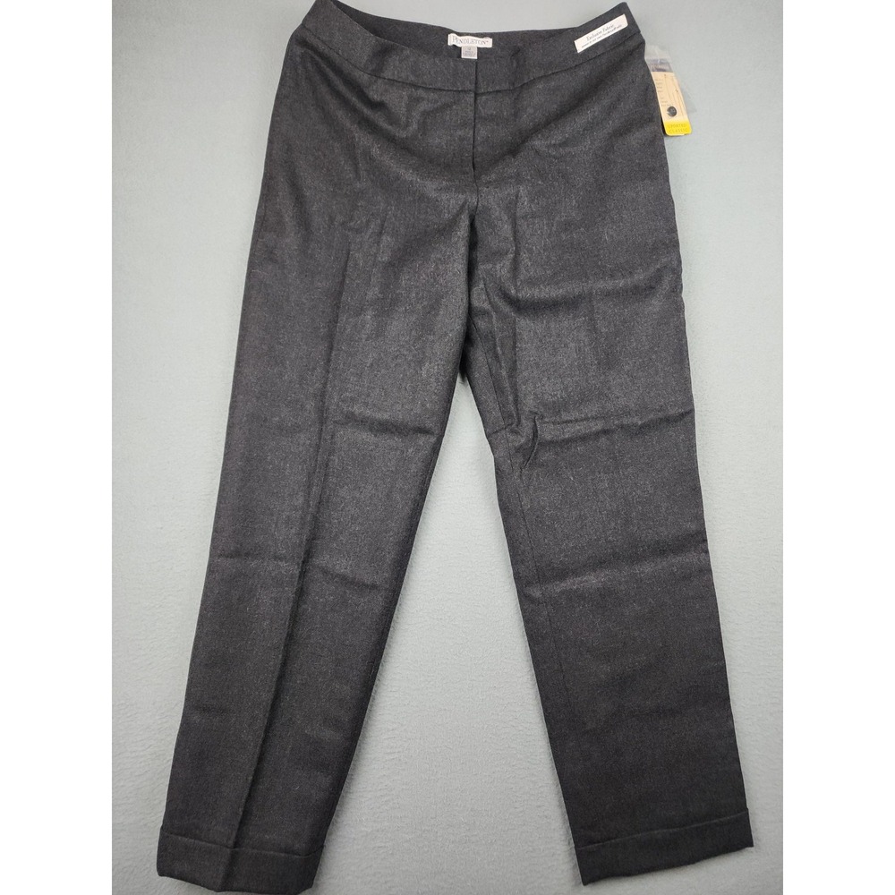 Pendleton Dress Pants Womens 12 Gray Wool Straight Leg Lined Cuffed Career $158